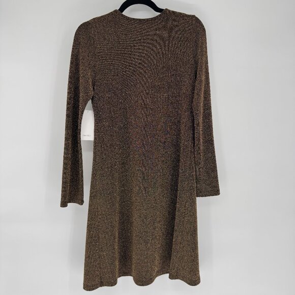 Karen Kane Taylor Dress Small Gold Metallic Long Sleeve A-Line NWT Holiday Party - Picture 8 of 9